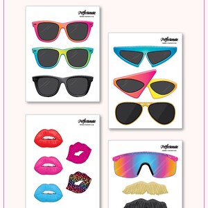 DIY 80s Photo Booth Props 30 Printable 80s Props Instant Download 80s Photo-Booth image 2