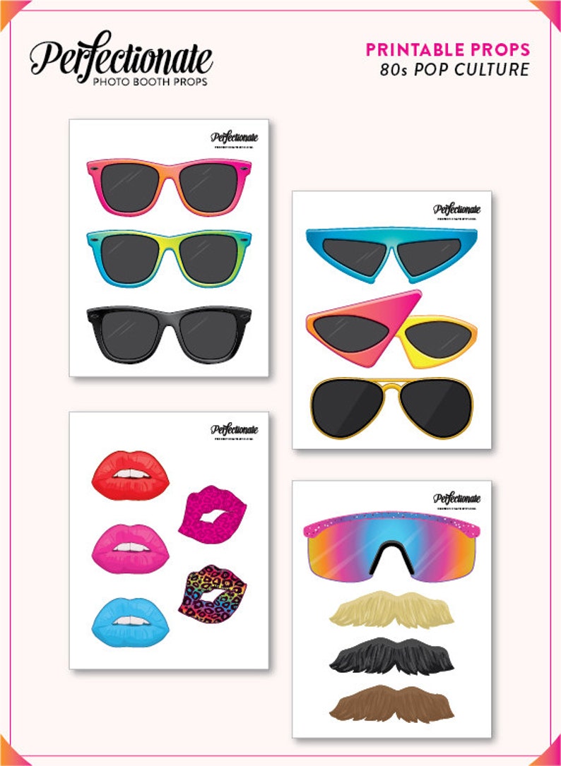 DIY 80s Photo Booth Props 30 Printable 80s Props Instant Download 80s Photo-Booth image 2