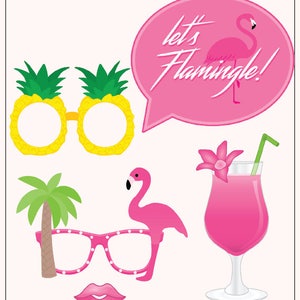 Printable Flamingo Party Props | 18 Hot Pink Flamingo Props | DIY Props ...