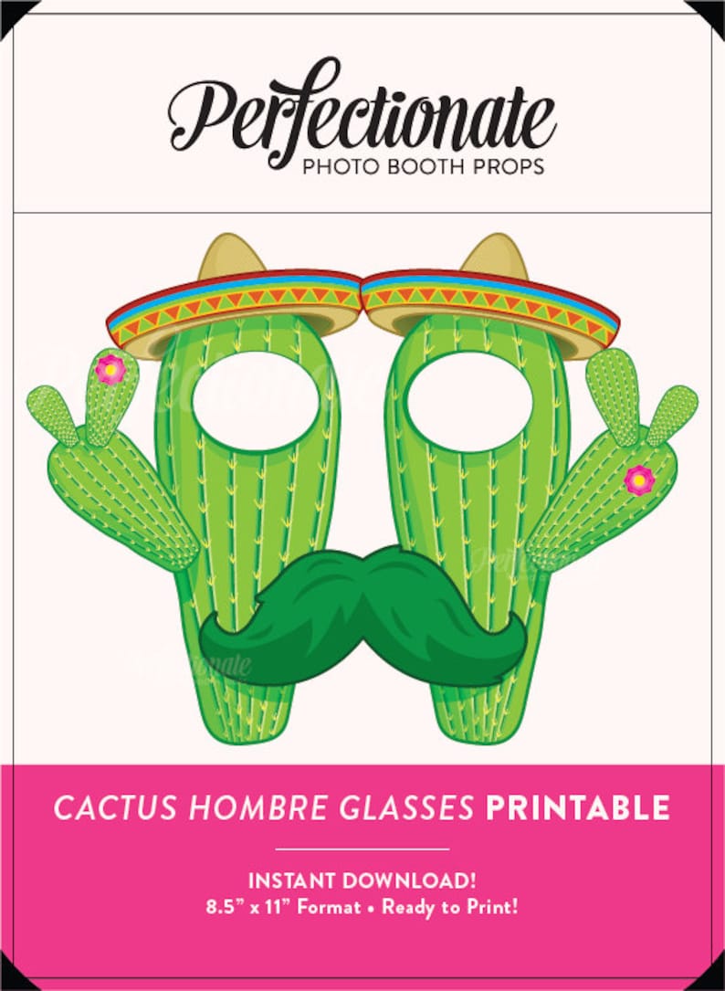 Printable Cactus Glasses Photo Booth Prop Cactus Party Props Etsy