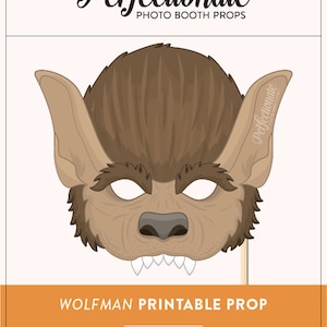 Werwolf Maske: Halloween Photo Booth Prop zum selbst Ausdrucken (Instant Download)