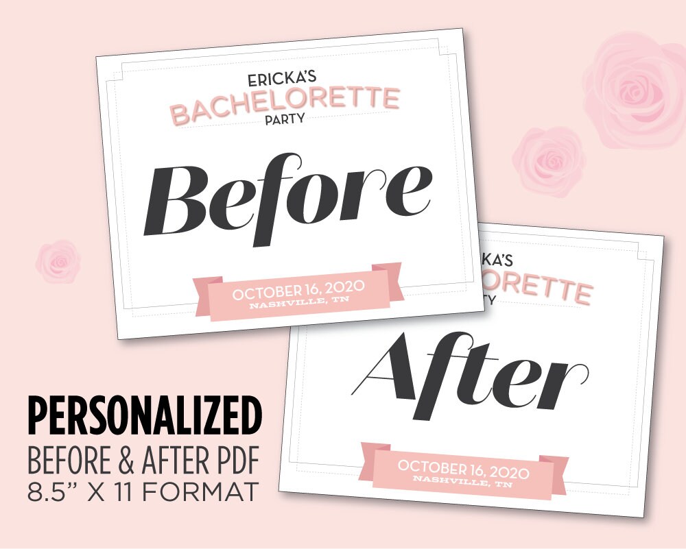 Before and After Bachelorette Signs Customize Text and - Etsy