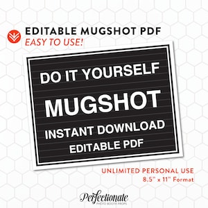 Mugshot Zeichen | Mugshot Vorlage | Unbegrenzter persönlicher Gebrauch | Sofortdownload | Bearbeitbares PDF