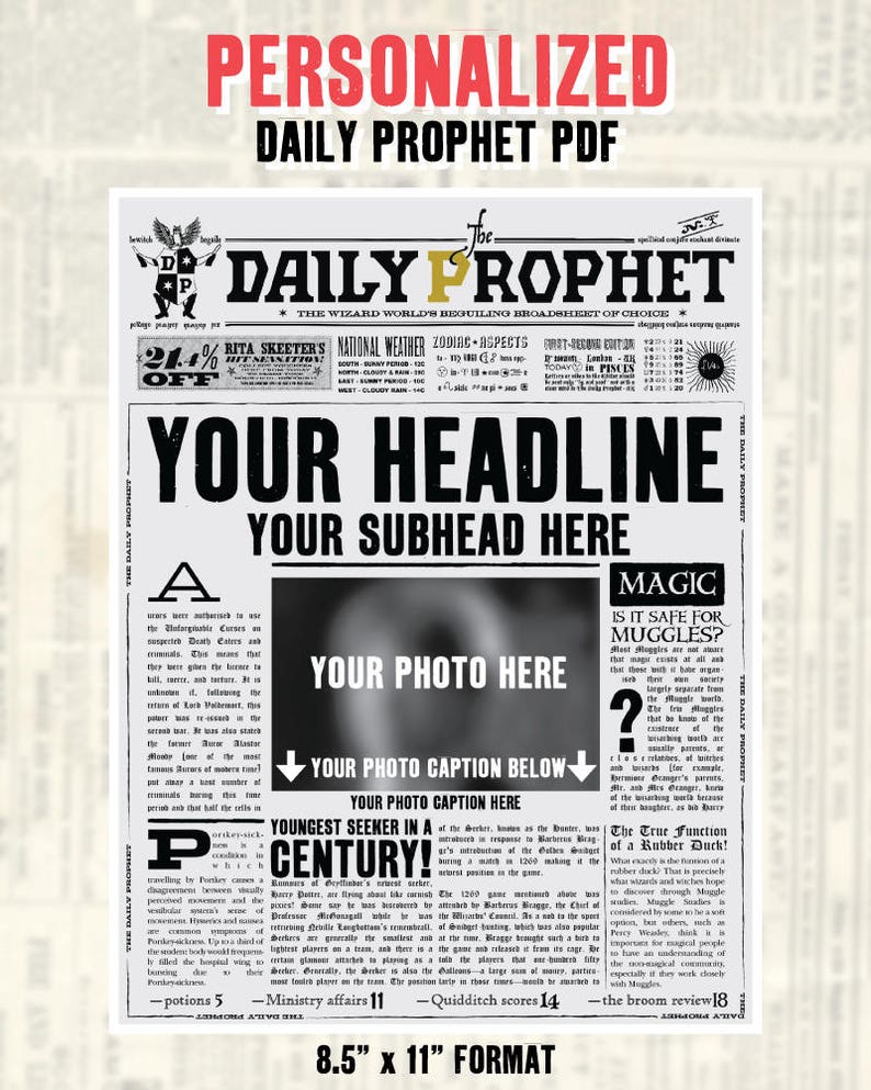 Tailor made Every day Prophet Entrance Site Printable PDF Potter Help save the Day Potter Little one Announcement Not An Quick Not Editable graphic relating to Harry Potter Daily Prophet Printable called Tailor made Every day Prophet Entrance Site Printable PDF Potter Help save the Day Potter Child Announcement Not An Prompt Not Editable