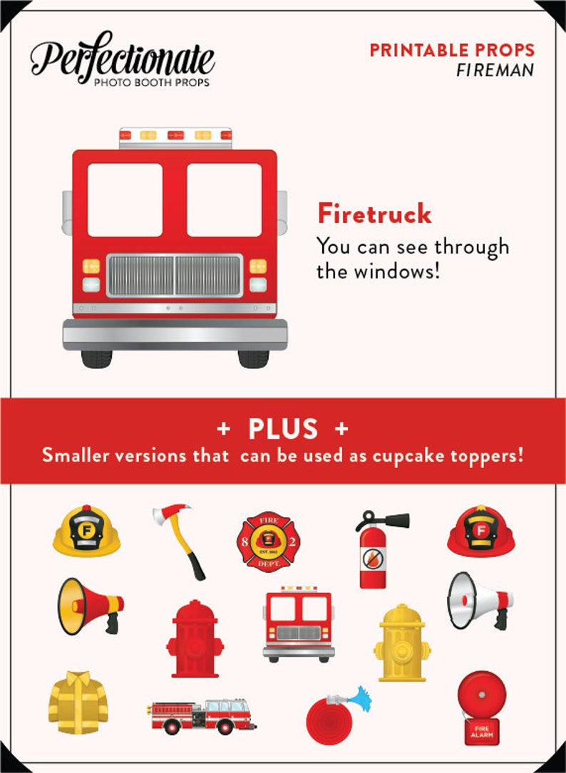 Fire Service Window Prop Fireman Birthday Photo Booth Props: 14 Piece Set (instant Download) - Etsy