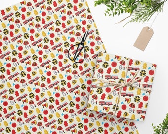 Fire Fighter Gift Wrapping Paper Sheet | Fire Fighter Birthday Paper | Fire Fighter Graduation Gift Wrap