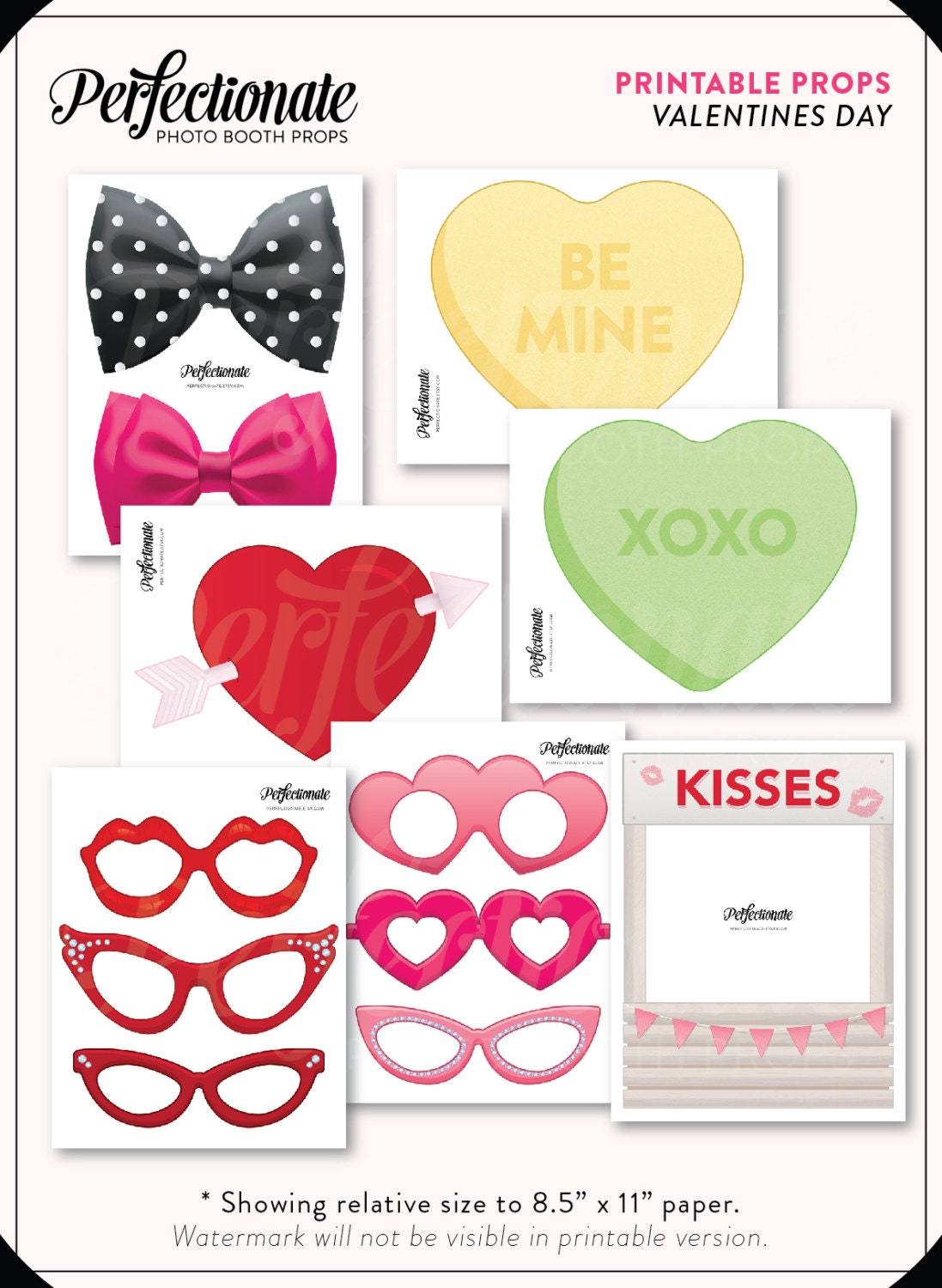 Printable Valentines Photo Booth Props 50 Props Instant | Etsy