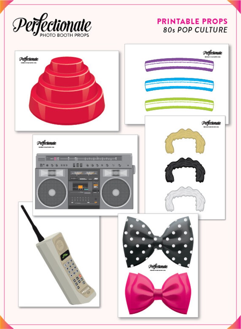 DIY 80s Photo Booth Props 30 Printable 80s Props Instant Download 80s Photo-Booth image 3