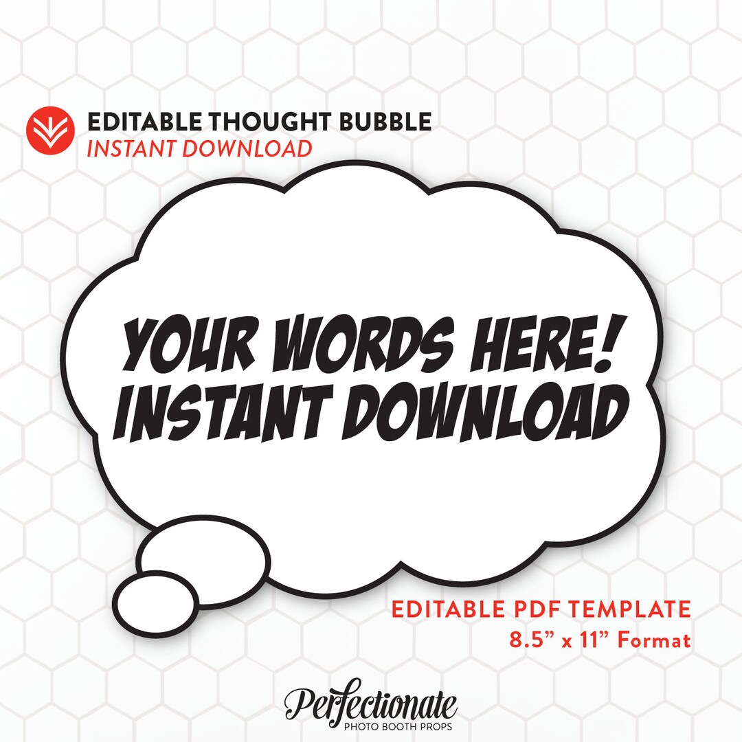 Editable Comic Thought Bubble Template (PDF Download) Etsy