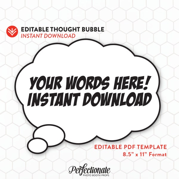 DIY Comic Book Thought Bubble | 1 Editable Thought Bubble | Speech Bubble Template | Instant Download