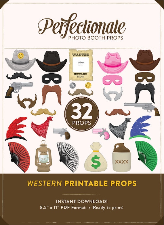DIY Western Photo Booth Props 32 Printable Cowboy Props | Etsy