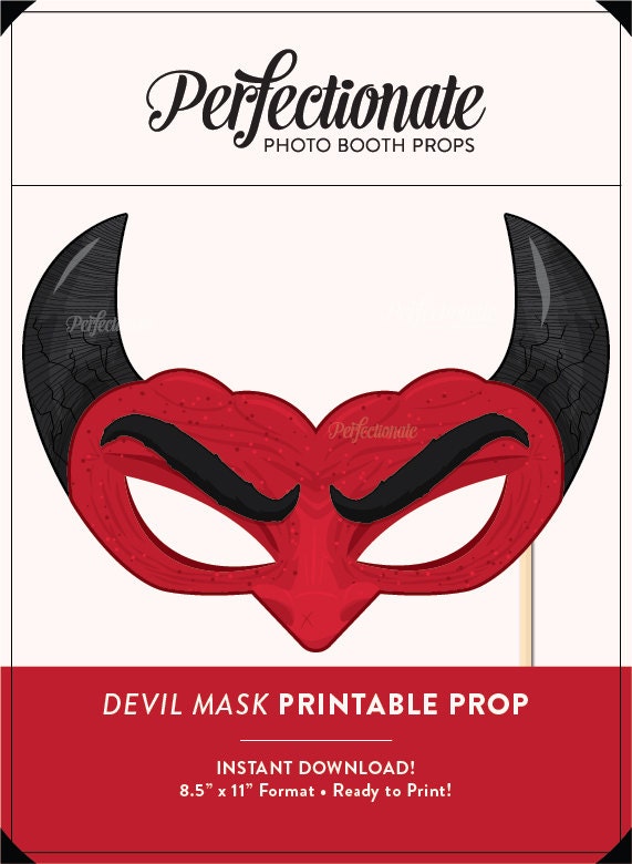 Printable Devil Mask Prop: Halloween Photo Booth (PDF)