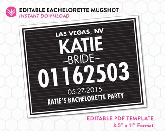 DIY Bachelorette Mugshot Sign Template | Unlimited Personal Use | Bachelorette Mugshot Template | Editable PDF Instant Download