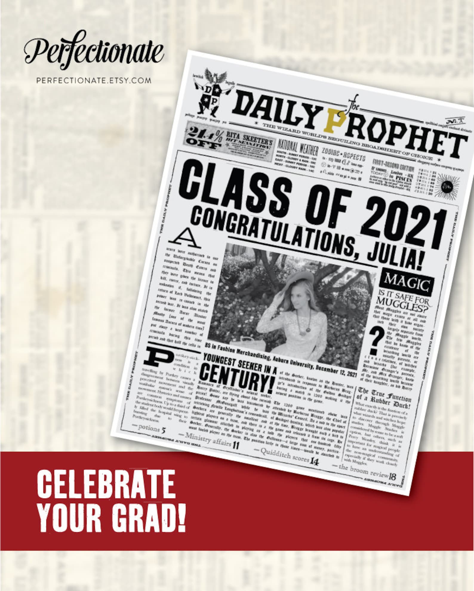 Custom Daily Prophet Front Page Printable PDF Potter Save | Etsy