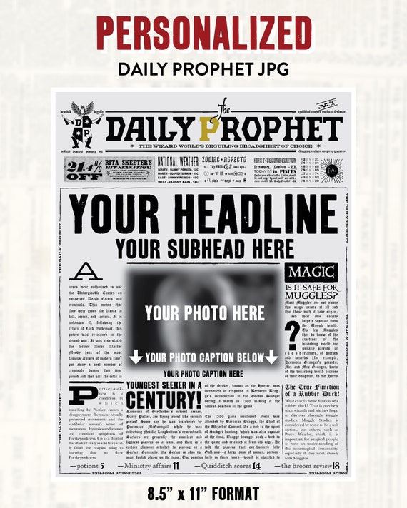 Custom Daily Prophet Front Page JPEG Potter Save the Date - Etsy