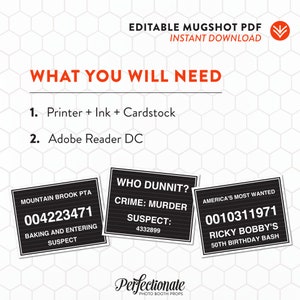 DIY Mugshot Sign Mugshot Template Unlimited Personal Use Instant Download Editable PDF image 3