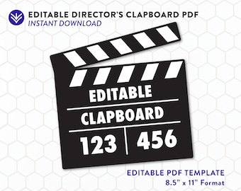 Movie Director Sign Instant Download Editable Template | Hollywood Clapboard Instant Download | Movie Director Printable Sign