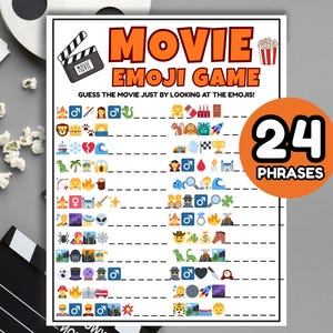 Movie Emoji Pictionary | Emoji Movie Guessing Game | Printable Games | Party Game | Emoji Movie Quiz | Movie Emoji Trivia | Movie Emoji Game