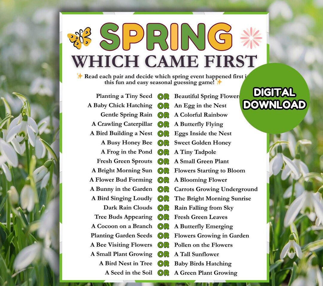 Spring Which Came First Game, Spring Trivia Quiz, Printable Spring Game ...