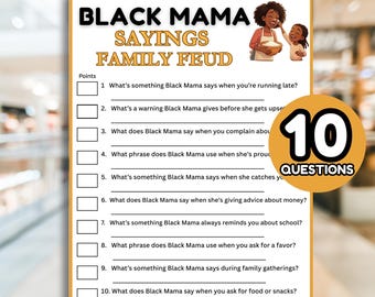 Black Mama Sayings, Black Momma Sayings Baby Shower Game, Black Baby Shower Games, Black Moma Saying, Moma Phrase, Black Mama Trivia Feud