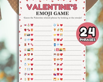 Valentine Emoji Game Printable With Answers, Galentine’s Day Party Quiz ...