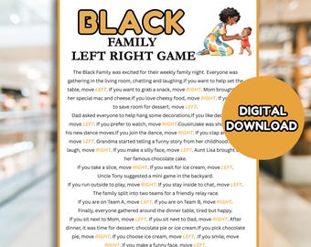 Jeu Black Family Left Right, Jeu amusant pour réunion de famille Black, Jeu Black Family Pass the Prize, Black Game Night, Jeux noirs pour la famille