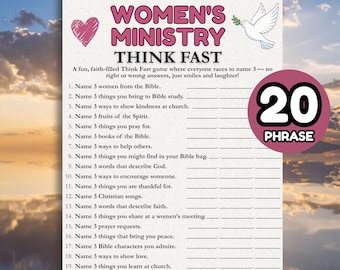 Bedieningsspel dames Think Fast Game, bijbelspellen voor vrouwen kerkspellen, christelijke lunchspellen dames Icebreaker Ministry retraite voor dames