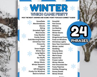 Winter, der zuerst kam Spiel, Dezember Januar Trivia Spiele Schnee Tag Aktivität Familie Büro Party