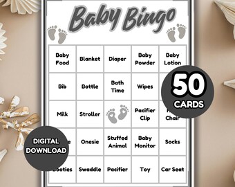 thumbnail image 2 of Baby Shower Bingo Game GardenCity - 50 Pre-Filled Blue Cards For Boy Or Girl Celebration Baby Shower Games 2 of 14