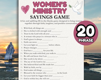 Women’s Ministry Sayings Game, Fun Christian Trivia for Womens Christian Ladies Luncheon Game,Women Bible Game Womens Group Church Activity