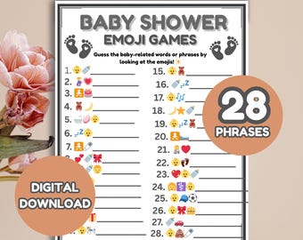 Baby Shower Emoji Game, 28 Phrases (Printable PDF)