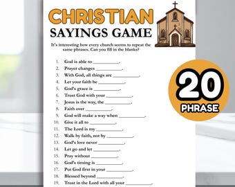 Christian Sayings Game, Fun Christian Trivia for Kids and Adults, Bible Games Women's Ministry, Church Activity for Teens Sunday School Game