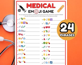 Medical Emoji Game Printable Healthcare Game Nursing Emoji Quiz Nurses Week Activity Game for Nurses Doctors Hospital Medical Icebreaker PDF