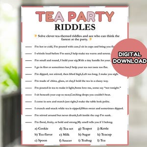 Tea Riddle With Answer Tea Party Riddles Tea Party Games, Adult Tea Party Game for Ladies Tea ...