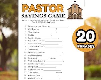 Pastor Sayings Game, Pastor Appreciation Game, Fun Christian Trivia for Kids Adults, Church Activity for Teens Sunday School Game Bible Game