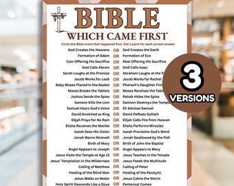 Bible Which Came First Trivia Game Church Games Bible Games Christian Games Printable Games Sunday School Game Youth Group Women Ministry