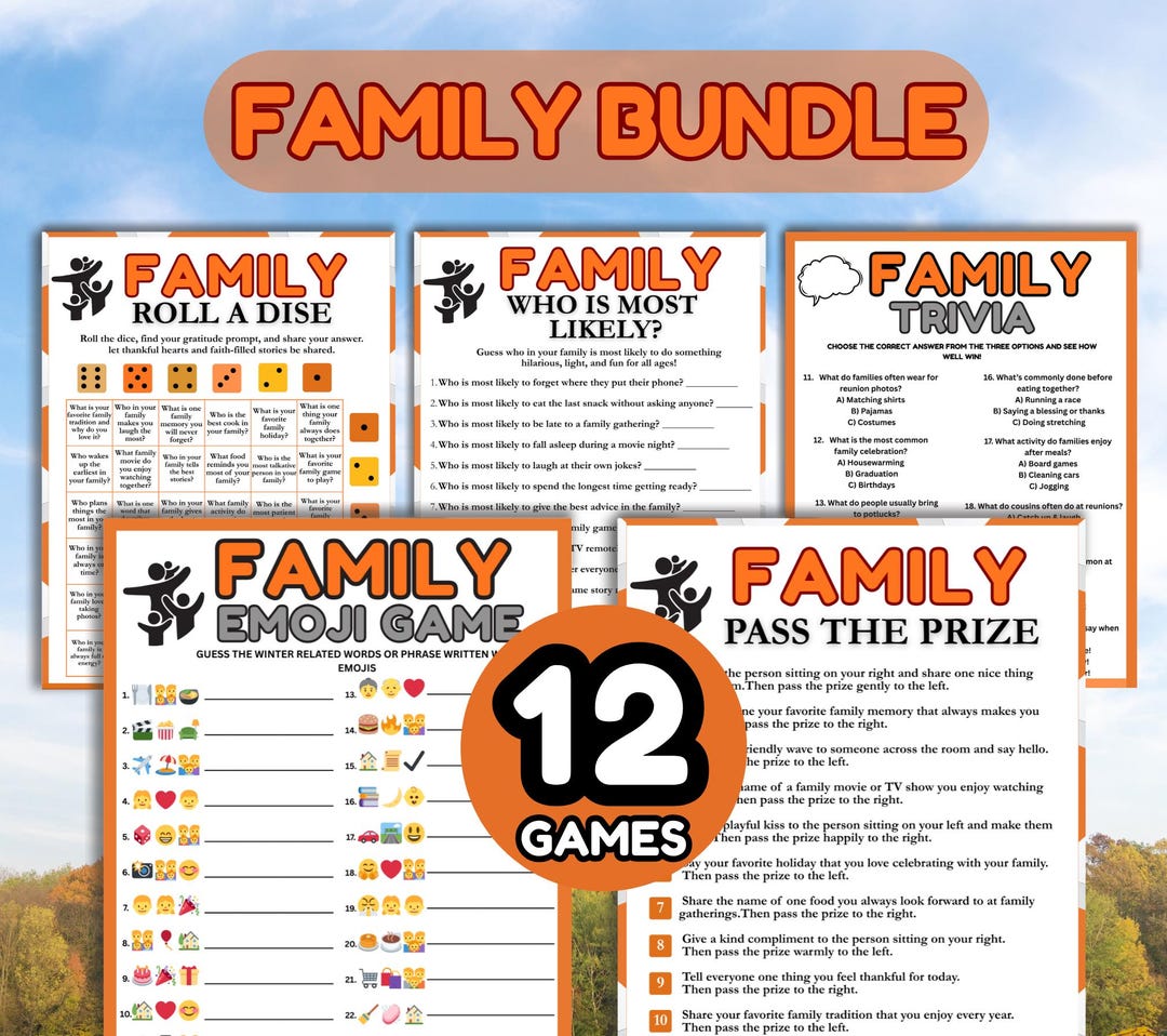 Family Game Night Bundle of 12, Fun Party Games for All Ages, Reunion