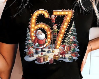 Meme navideño divertido para 6-7 personas, diseño de Papá Noel y elfos (descarga digital)