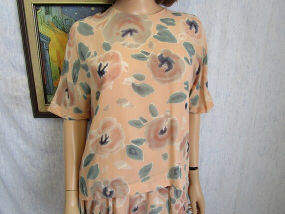 80s M 10 Paul Alexander Silk 2 pc Dress Skirt Sui… - image 3