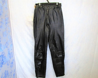 80s 23x26 Cosa Nova Mob Wife Leather Pants Skinny Leg Black