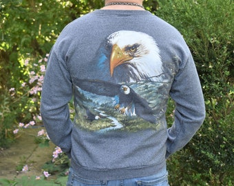 90s M Forest Glen Apparel Eagle Alaska Sweatshirt Gray