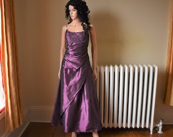90s M Bridesmaid Evening Gown Prom Dress Eggplant Purple