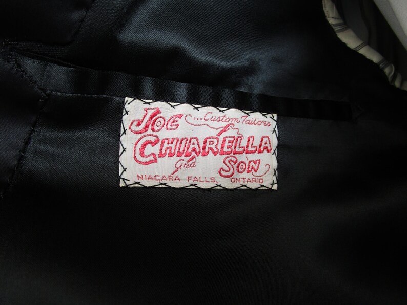 60s 40S Chiarella Tuxedo Tux Suit Notch Collar short leg Wool Black