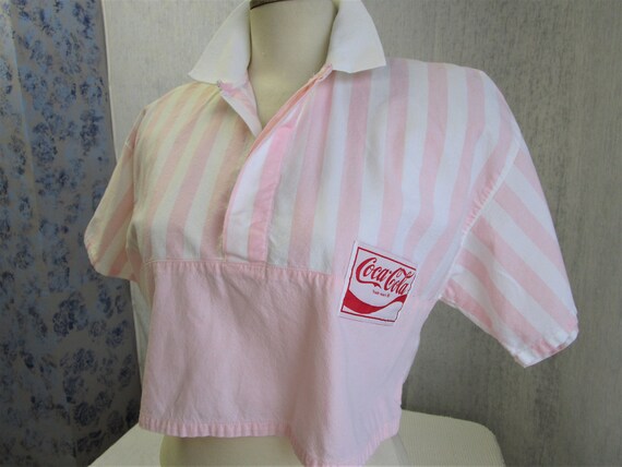 80s XL Coca Cola Coke Promo Top S/S Cropped Top Pi