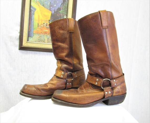 70s 9 Snub Toe Men's Leather Harness Motorcycle Bo