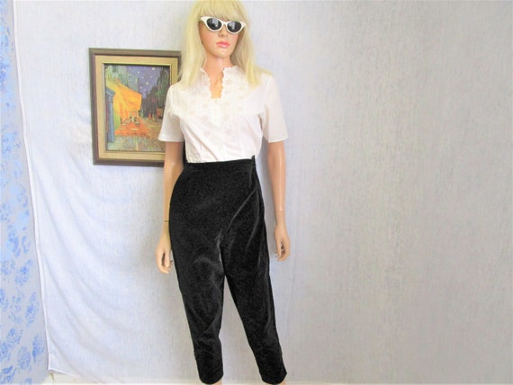 50s XS 23" Velveteen Cigarette Capris Pants High W