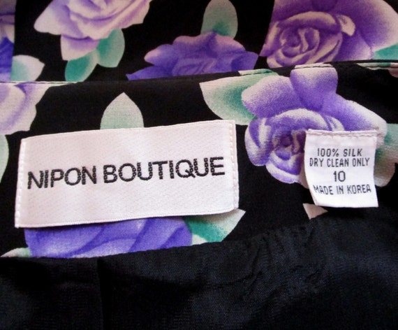 80s M 10 Nipon Boutique 2 pc Big Sleeve Silk Pepl… - image 5