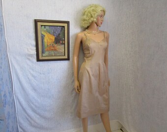 50s 36" Val Mode Polyester Lingerie Slip Taupe