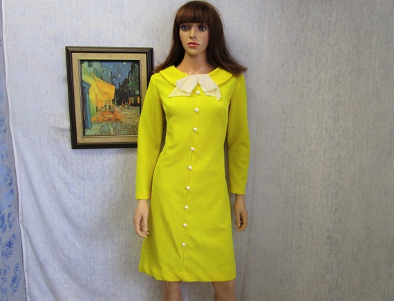 70s M Giselle Polyester Knit A Line L/S 