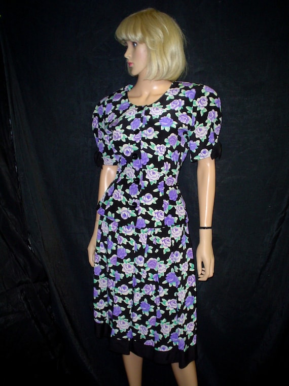 80s M 10 Nipon Boutique 2 pc Big Sleeve Silk Pepl… - image 4